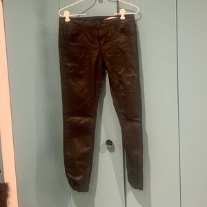 Vegan leather pants black size 26 mid rise slim fit